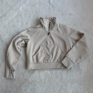 Women's Cream Half-Zip Sweater crop